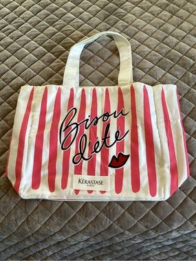 Pink & White Striped Beach Tote - Bisou d'été